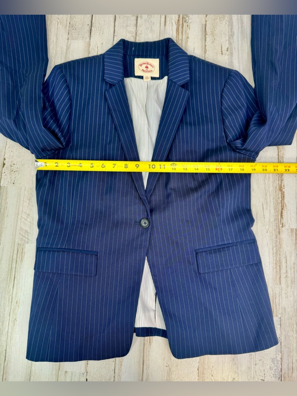 Brooks Brothers Red Fleece Women Blazer Jacket Blue Pinstripe Size 12 - Picture 4 of 12